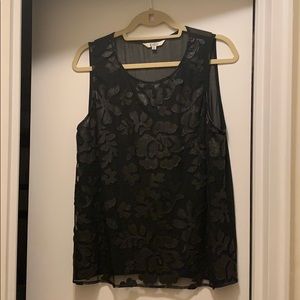 Sleeveless black printed blouse